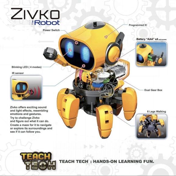 Elenco Teach Tech Zivko Robot STEM Toy Build AI Robots for Kids Ages 10 Plus - Picture 2 of 6